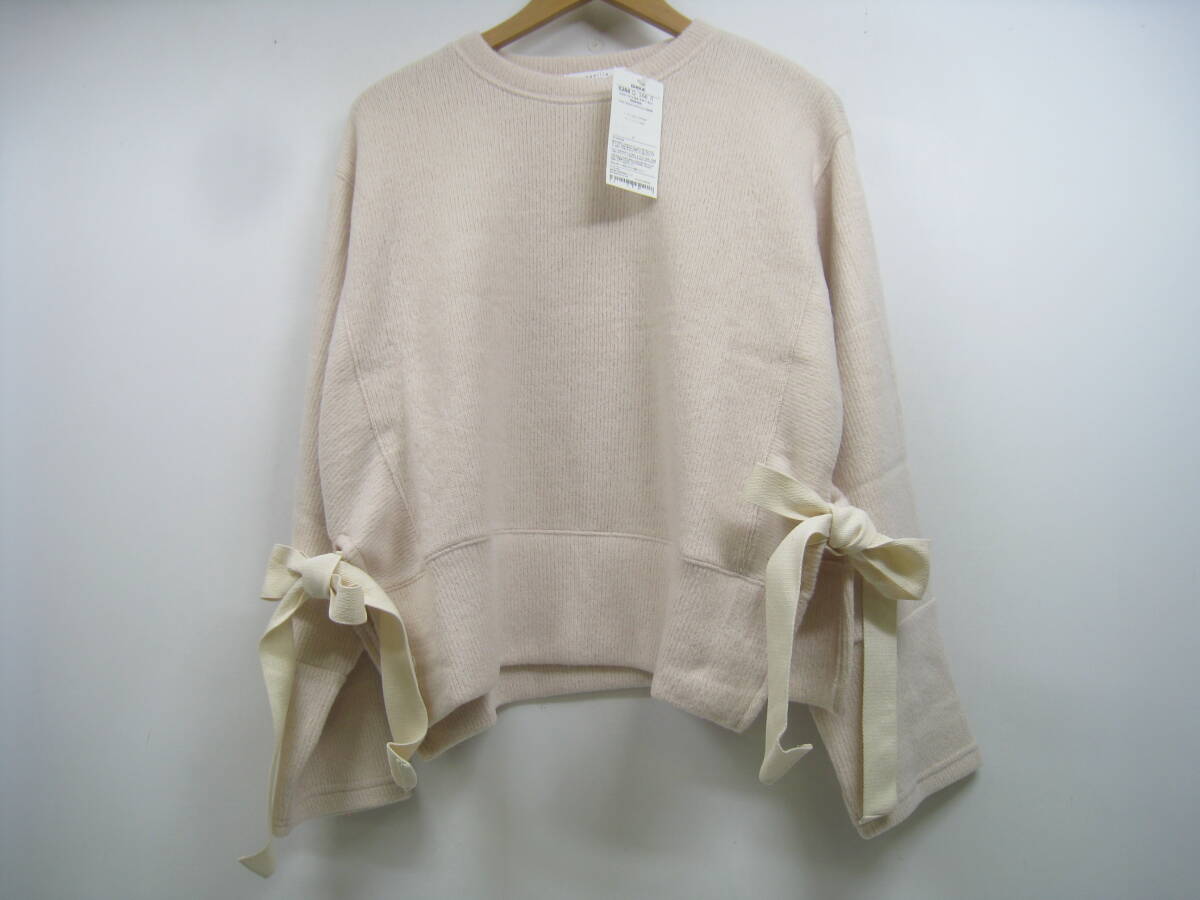 新品 DHOLIC ディーホリック vanilla ニット セーター サイドスリット リボン ベージュ拍卖