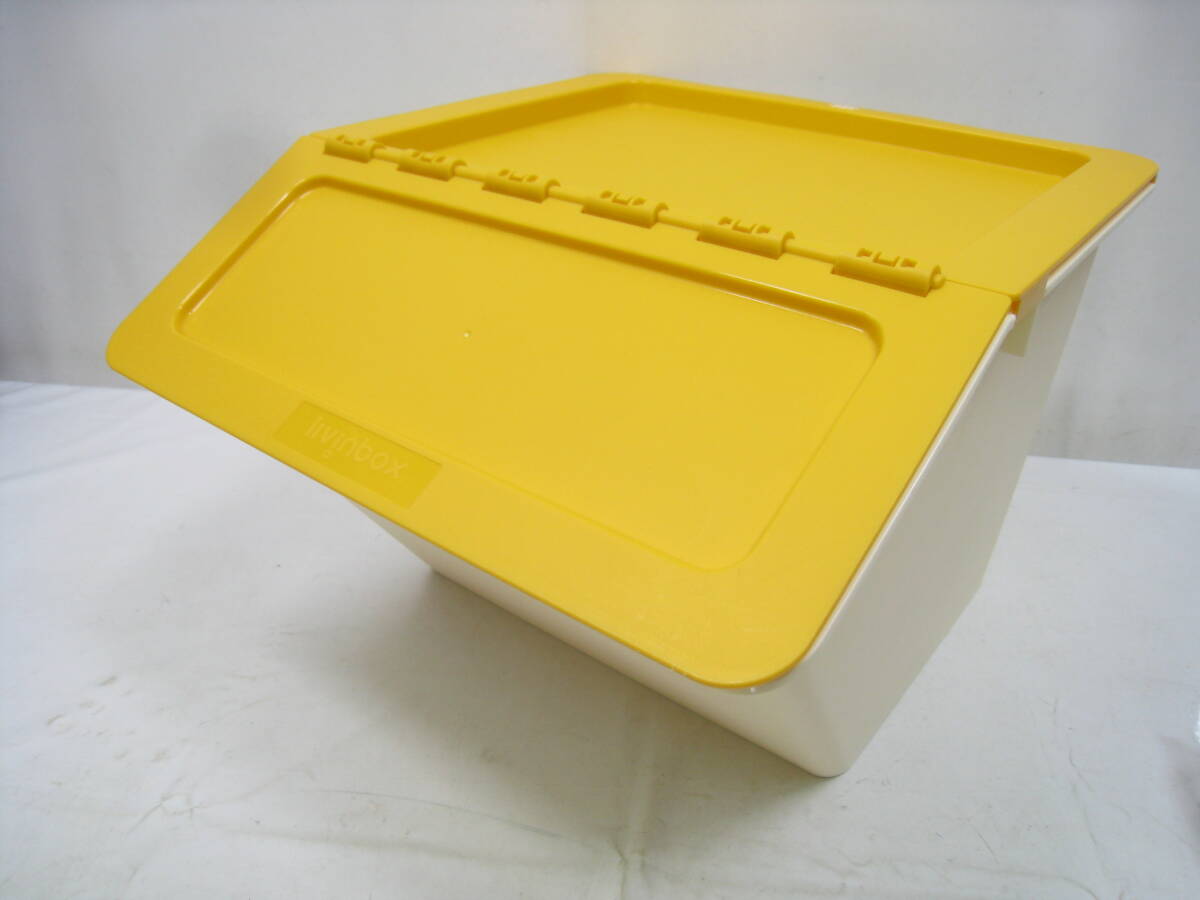 livinbox リビンボックス MHB3741 シューター 蓋付 重ね置き可 収納 ボックス ラック ケース 白×黄 ホワイト イエロー拍卖