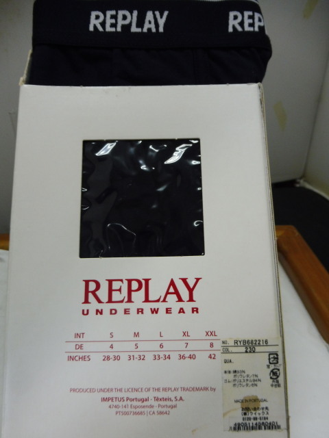 半額 REPLAY M 紺 ボクサーブリーフ 綿 93 前とじ 箱入り 3520拍卖