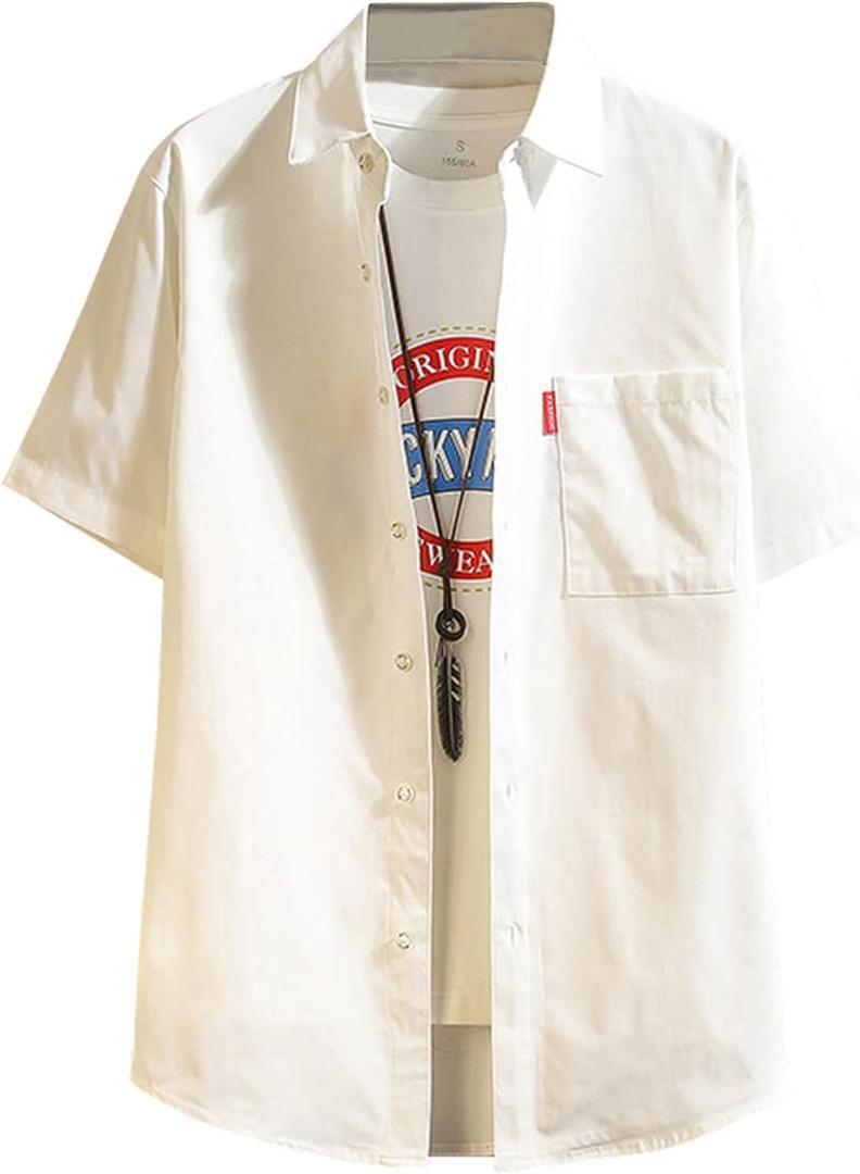 シャツ メンズ 半袖 カジュアル 無地 L拍卖