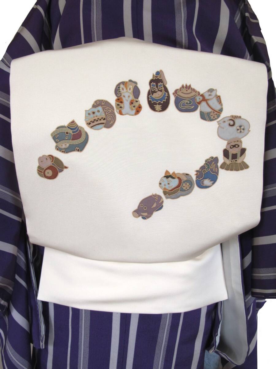 十二支の塩瀬名古屋帯 金彩 刺繍拍卖