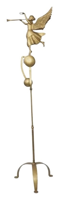 海外製 ビンテージ 鉄製 キネティックアート作品 「金色のトランペットを持つ天使の振り子」装飾品 オブジェ 1980年代 TEF609拍卖