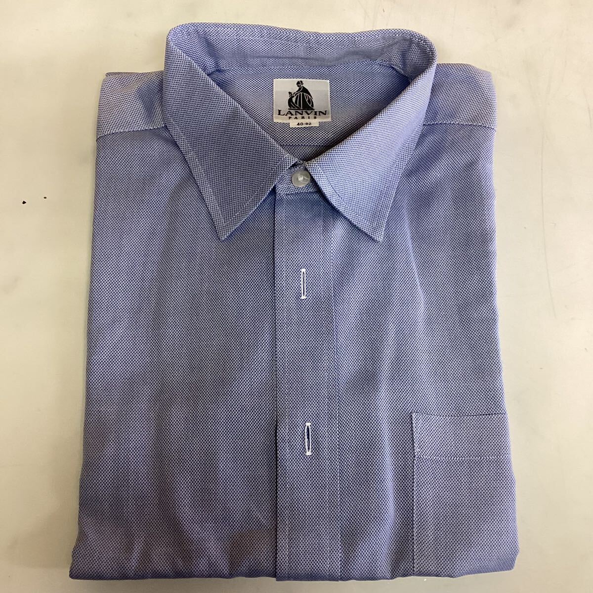 LANVIN サイズ40-82 紳士 カッターシャツ ブルー系 メンズ(え59)拍卖