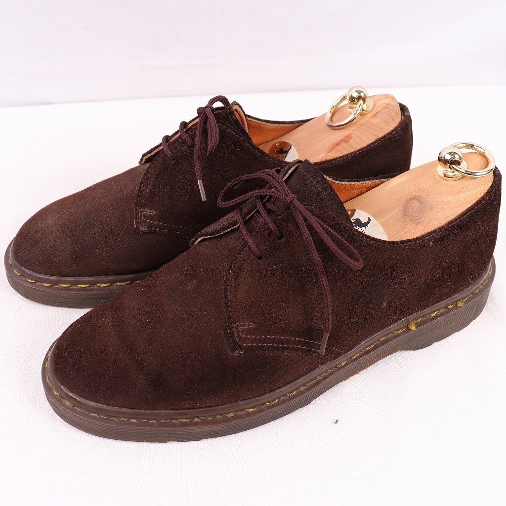 英国製 ドクターマーチン UK8/26.5cm~27.0cm/3ホール こげ茶 イングランド ブーツ メンズ DR.Martens 中古 古着 dm4034拍卖