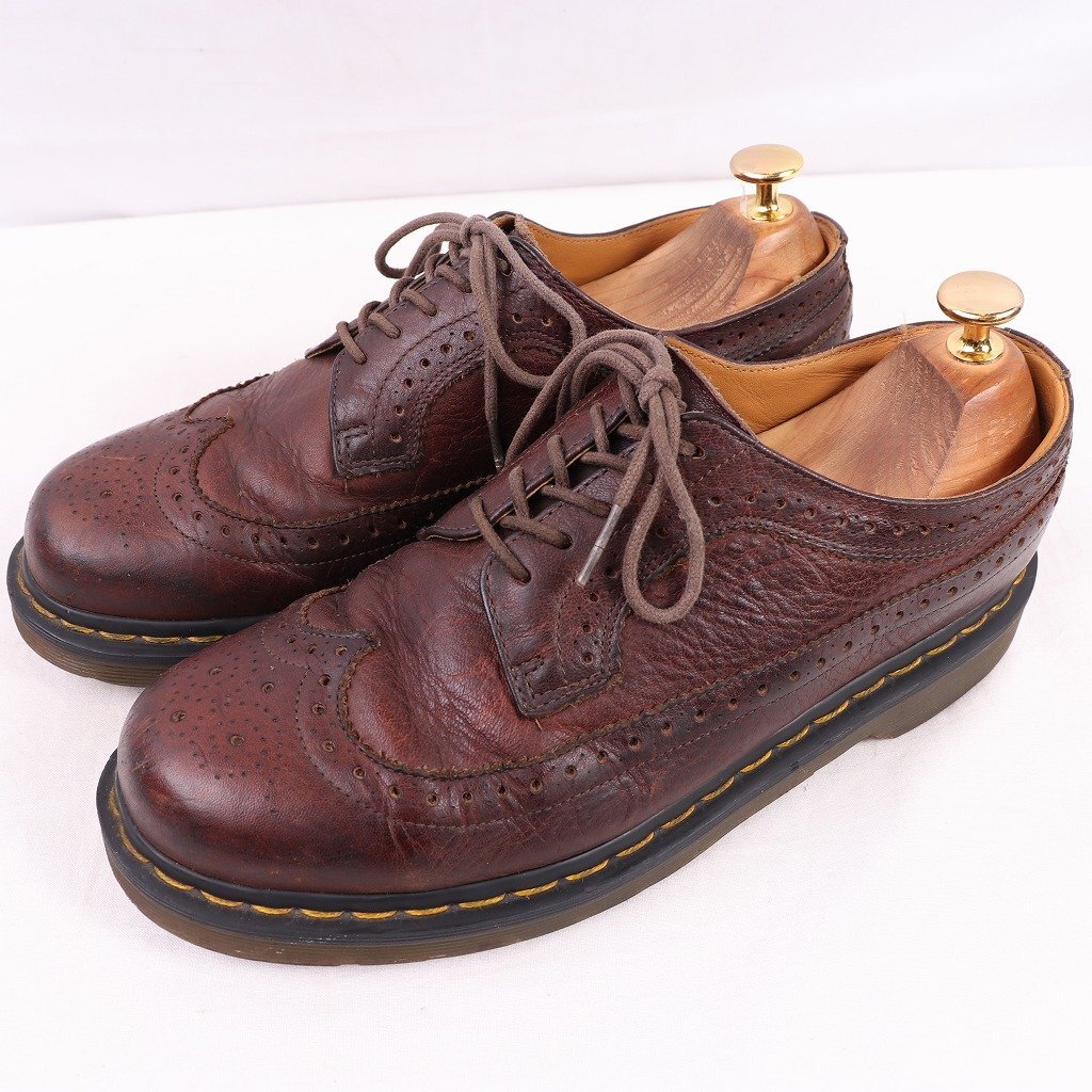 ドクターマーチン UK7/25.5cm-26.0cm/5ホール ウィングチップ 茶 ブラウン ブーツ レザー メンズ レディース dr.martens 中古 dm4032拍卖