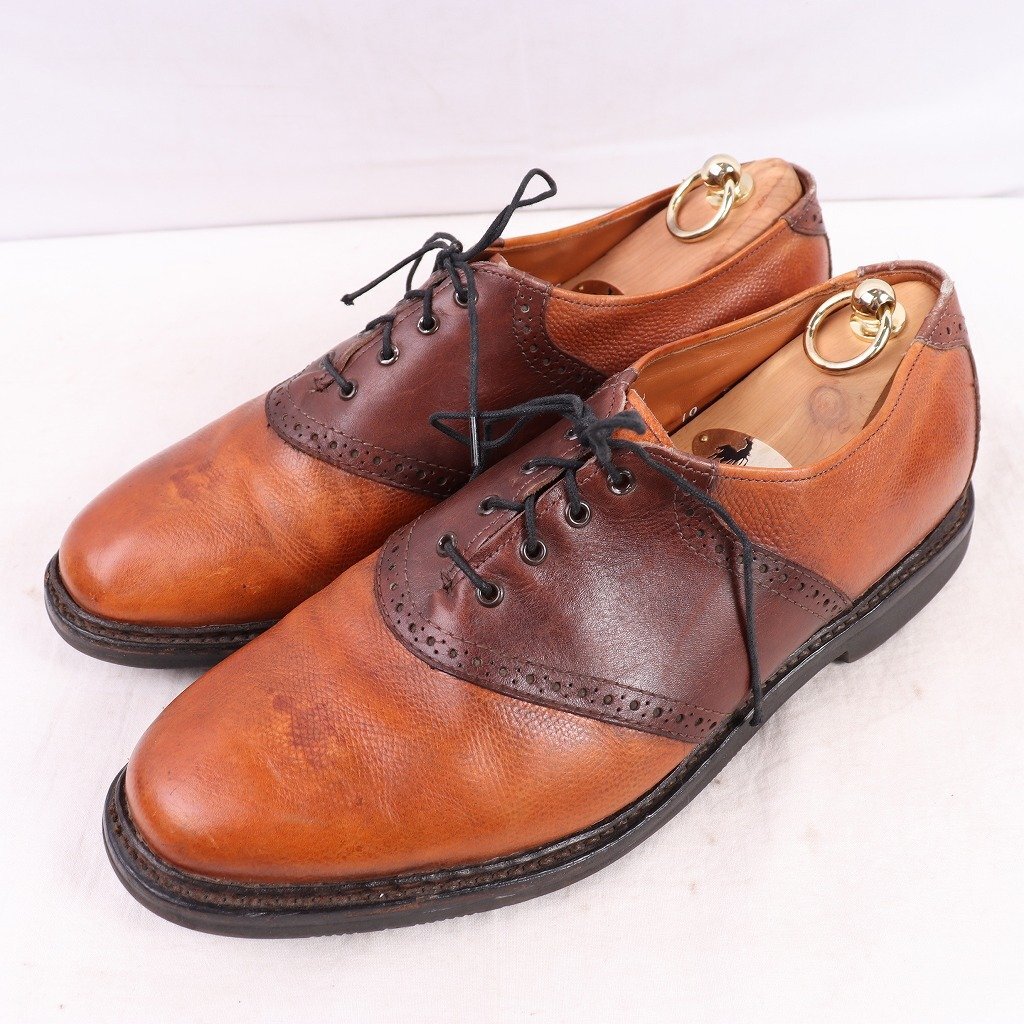アレンエドモンズ 10 D サドルシューズ 内羽根 ブラウン ALLEN EDMONDS アメリカ靴 USA製 メンズ 革靴 中古 古着 ds4687拍卖