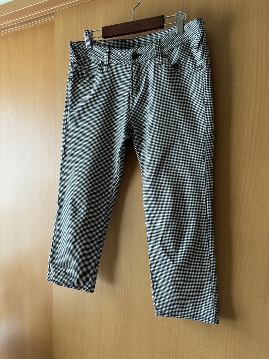 CEPO★セポ★七分丈パンツ★ストレッチ素材★ギンガムチェック★白黒★L【USED】拍卖