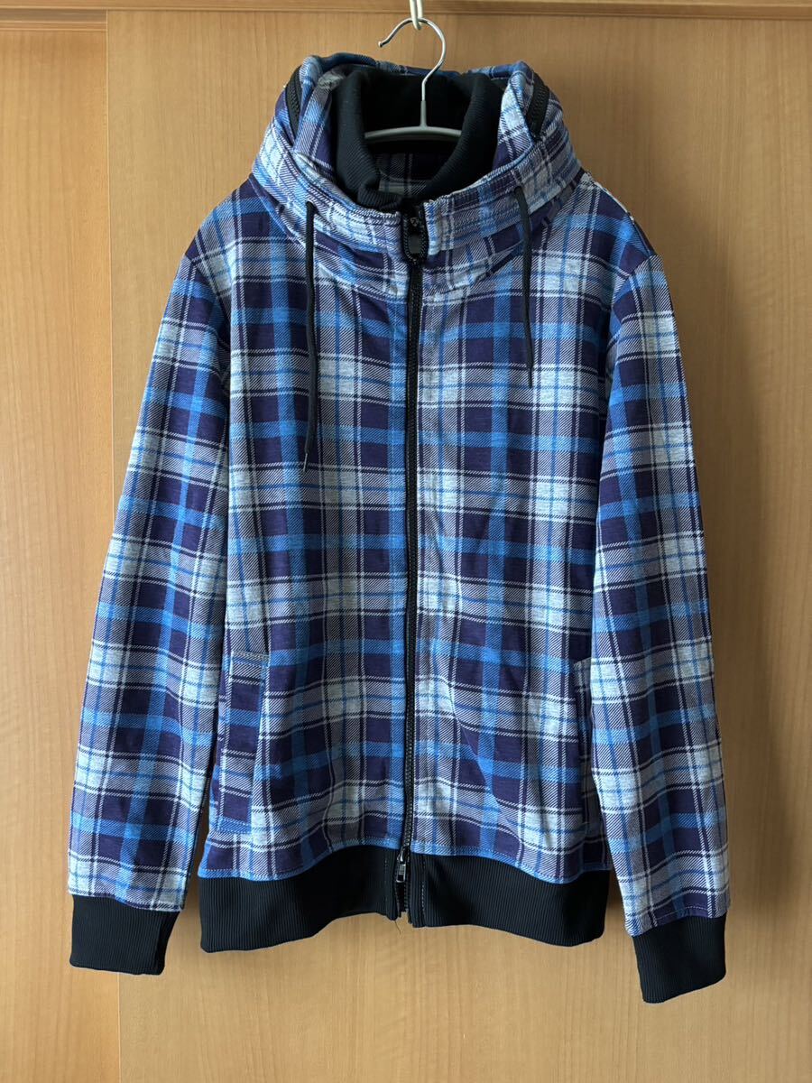 TK MIXPICE★ジップアップパーカー★前開きパーカー★チェック柄★ブルー系★L【美品】【USED】拍卖