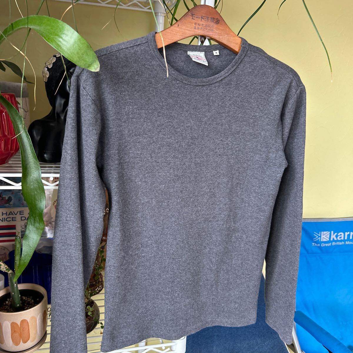 AVIREX 長袖Tシャツ グレー 丸首 M拍卖