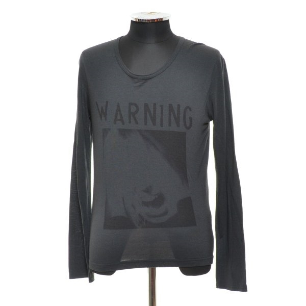 〇179881 M of M マンオブムーズ MofM ○長袖 Tシャツ ロングスリーブ カットソー WARNING サイズ1 メンズ チャコール グレー プリント拍卖