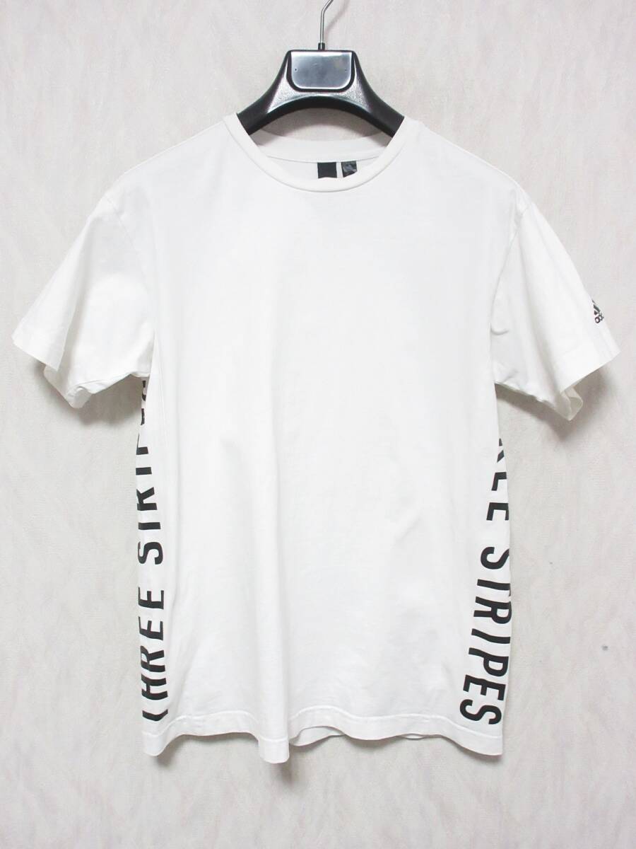 adidas アディダス ロゴ スリーストライプ 半袖 Tシャツ メンズ S ホワイト yg6344拍卖