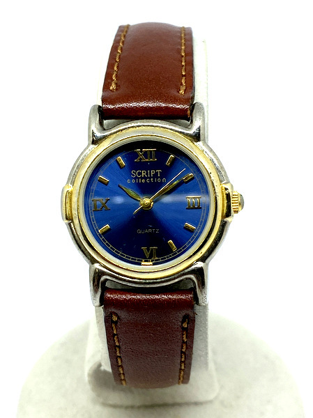 【即決/稼働品】 J-AXIS ジェイ・アクシス SCRIPT スクリプト レディースウォッチ 腕時計 ラウンド ゴールドシスルバー コンビ クオーツ拍卖