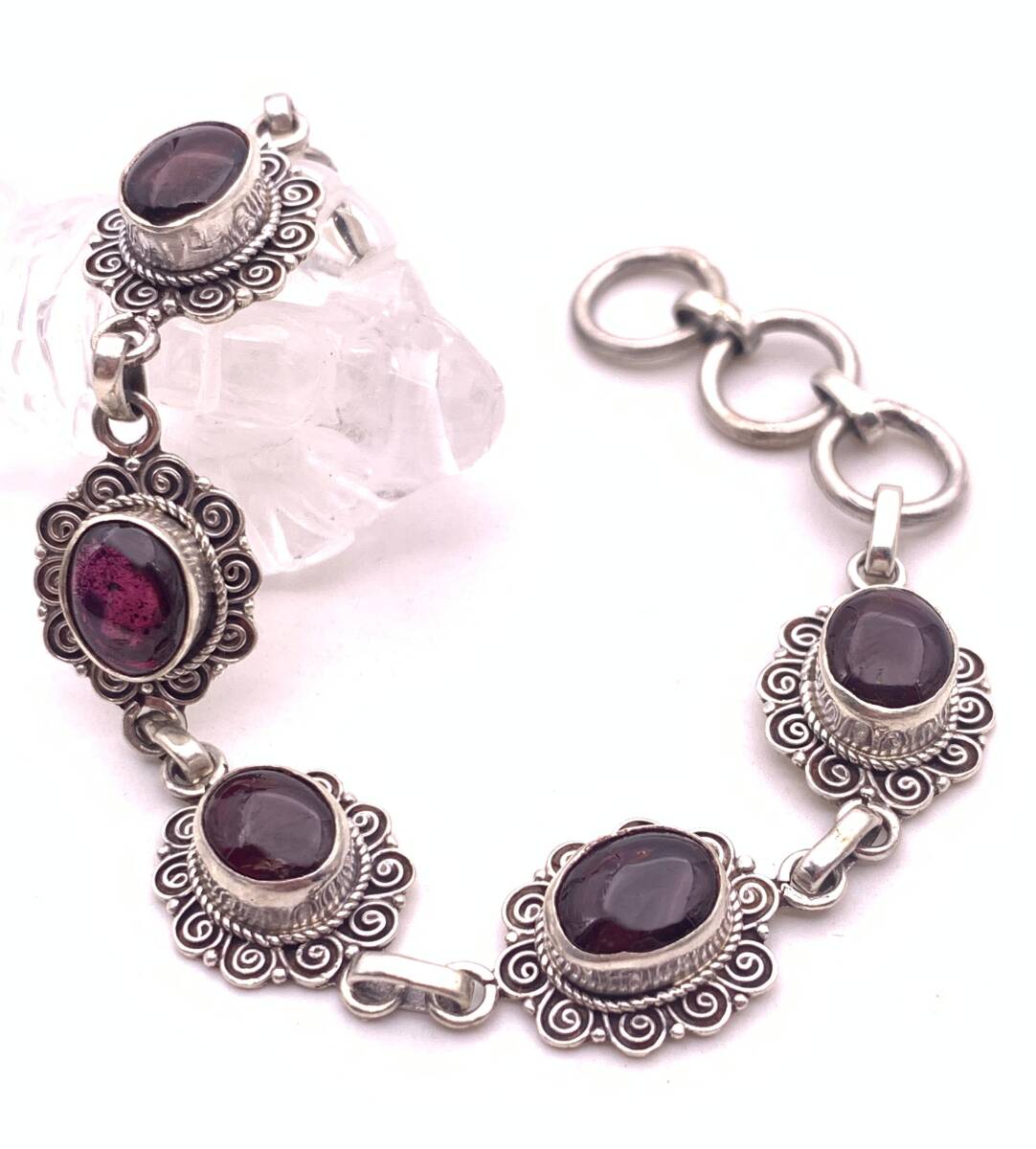 天然石ガーネット silver925ブレスレット-A19拍卖
