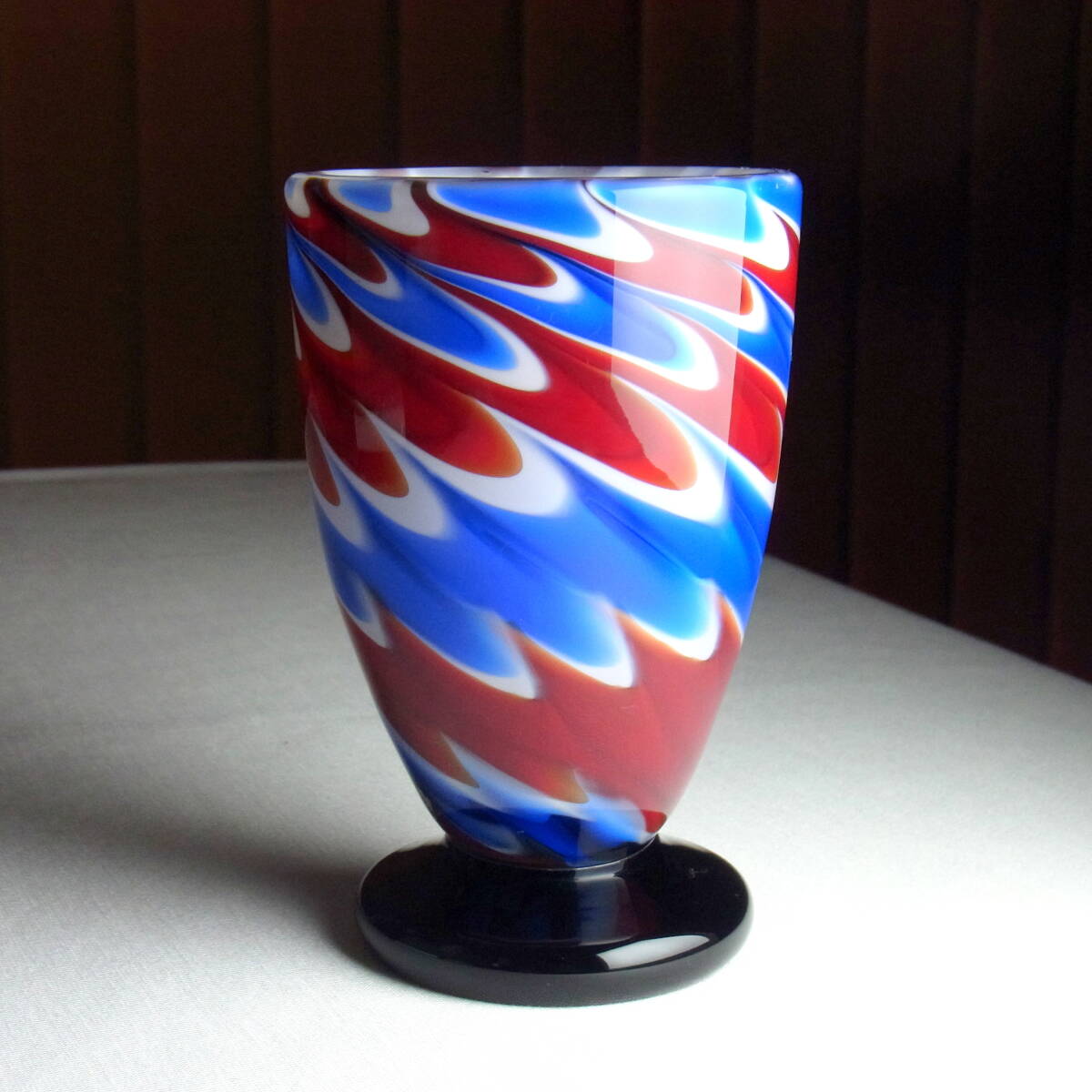 【昭和レトロ】MultiGlass マルテイグラス 花瓶 クジャク 孔雀 外箱付き 東京 銀座 服部時計店工芸部販売 ミッドセンチュリー拍卖