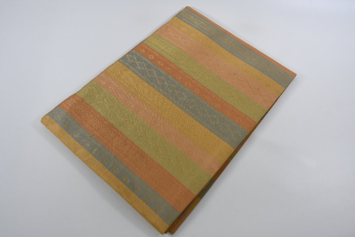 袋名古屋帯 縞帳 菱文尽くし 帯丈358cm ★着物屋 ne-11626桜庭呉服店拍卖