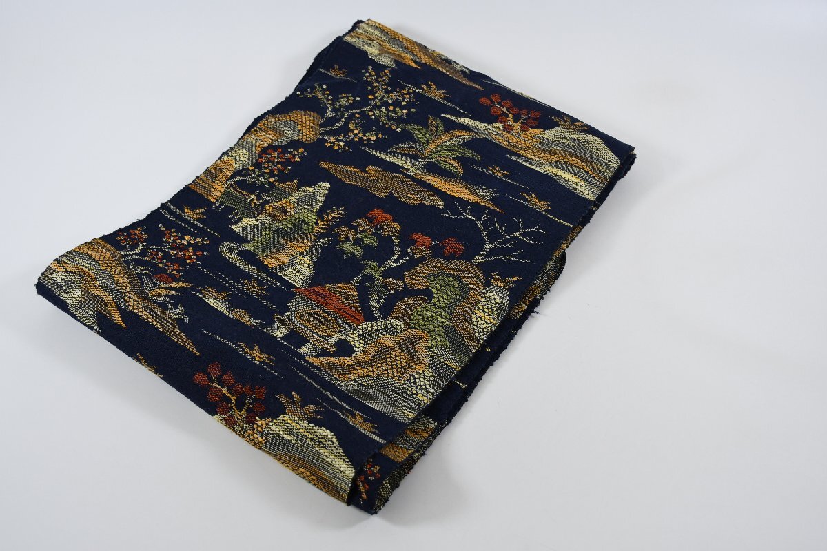 名古屋帯 風景 庭園 紬 帯丈348cm ★着物屋 ne-11545 桜庭呉服店拍卖