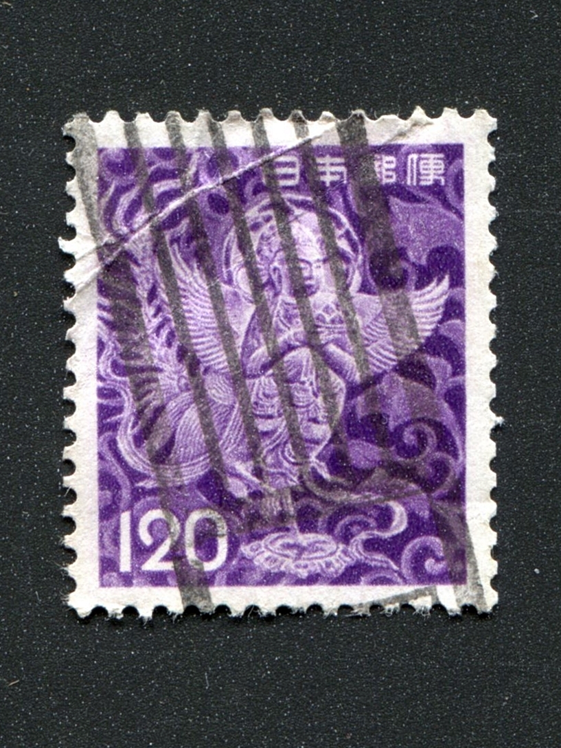 使用済切手 動植物国宝切手 中尊寺けまん(迦陵頻伽)紫けまん拍卖