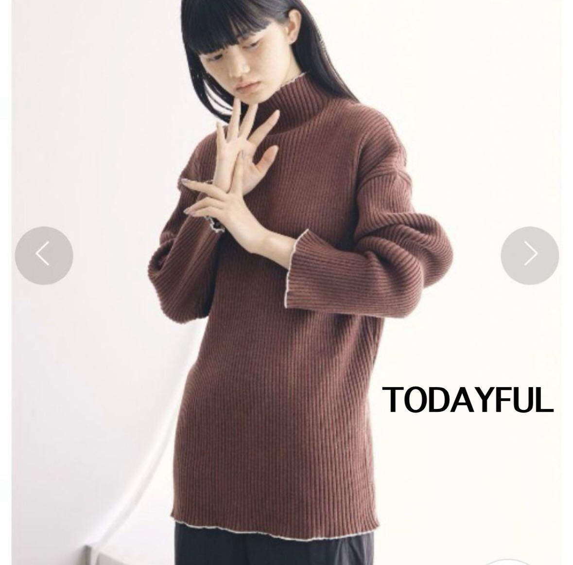 極美品 TODAYFUL トゥデイフル ニット タートルネック プルオーバー トップス ボルドー 肉厚拍卖