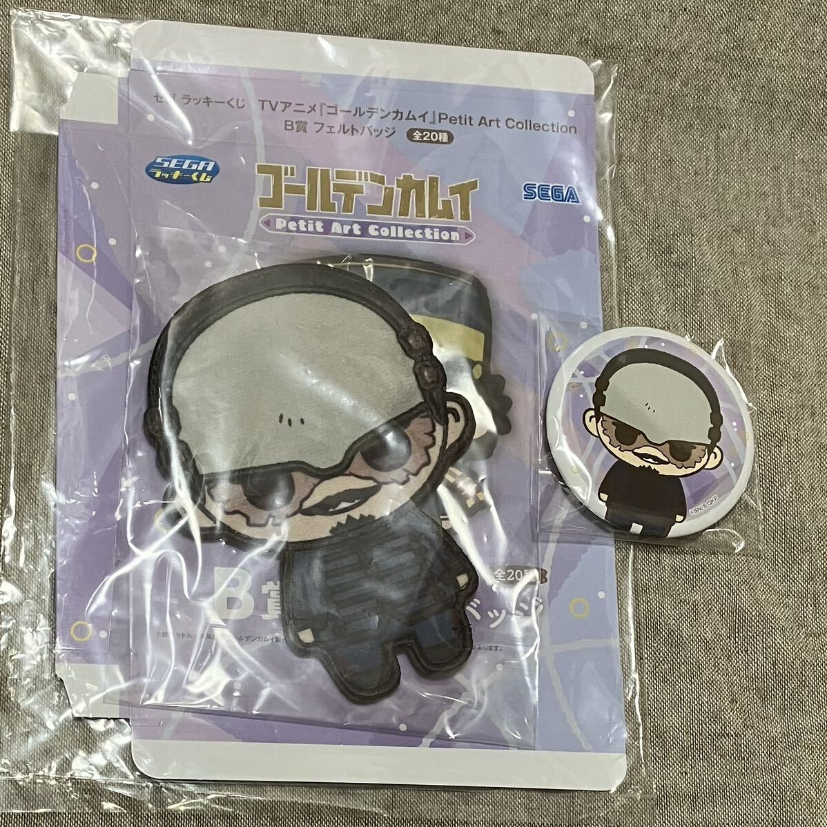 ゴールデンカムイ ラッキーくじ 鶴見篤四郎 B賞フェルトバッジ+C賞缶バッジ セガ オンライン 鶴見中尉 鶴見拍卖