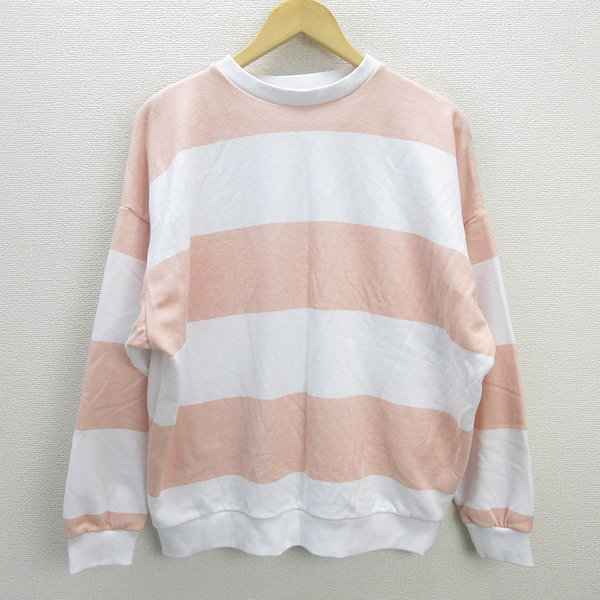 G■ロデオクラウンズ/RODEO CROWNS 太ボーダースウェットトップス/420CSH80【M】ピンク/LADIES/53【中古】■拍卖