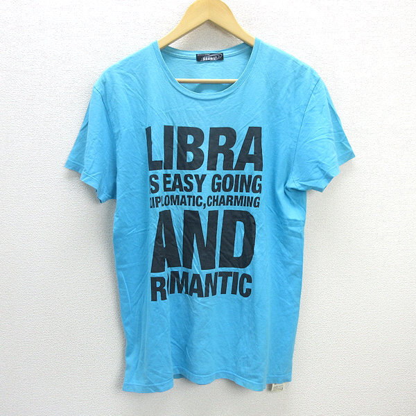 D■ビームス/BEAMS プリント 半袖Tシャツ【L】水色/MENS/112【中古】拍卖