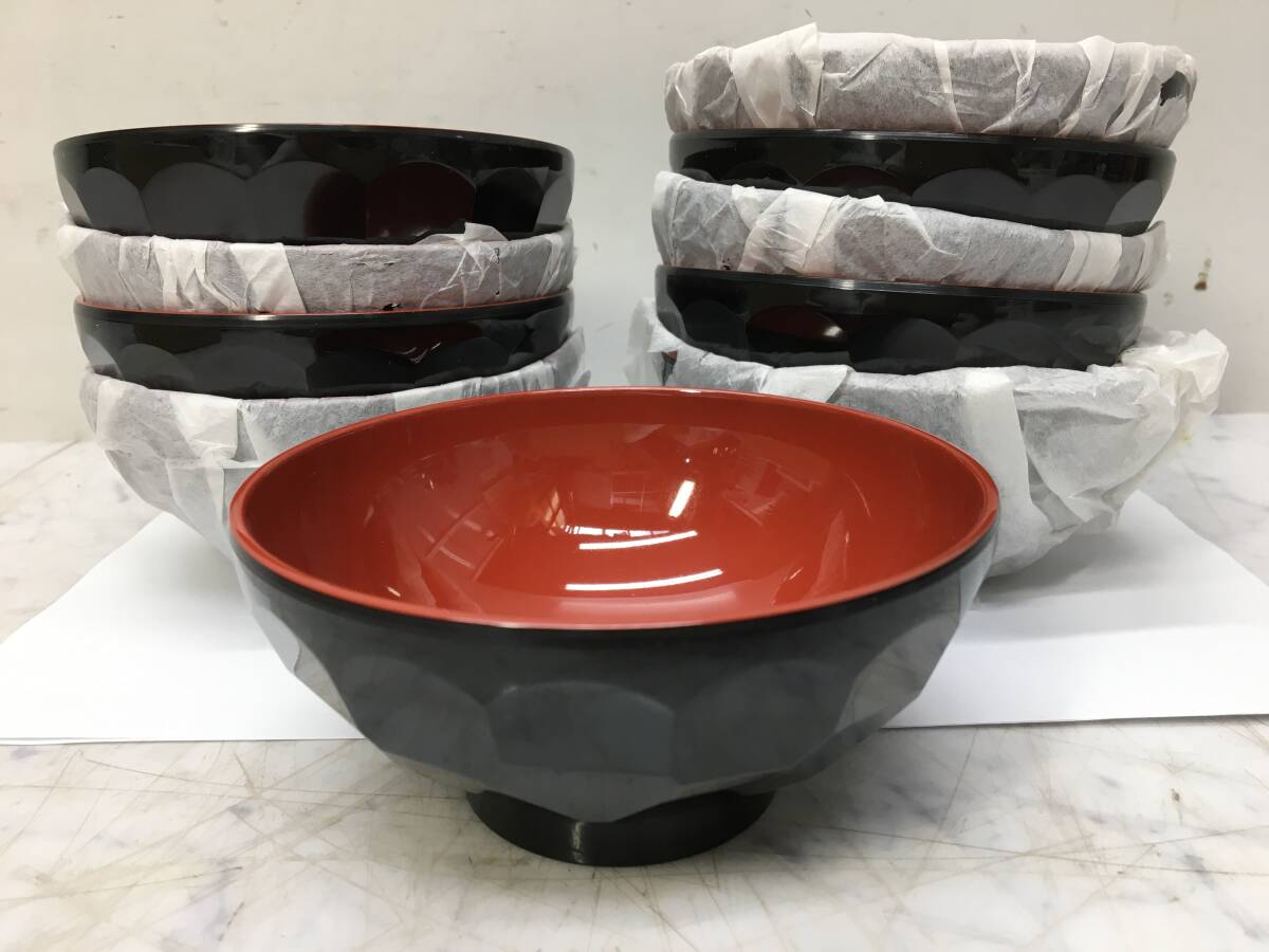 食器 64 ★ メラミン食器 汁椀 M-72 黒内朱 10客セット 関東プラスチック工業 業務用食器拍卖