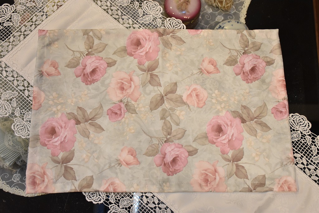 HM22*条件付き送料無料も有!*ランチョンマット*はっ水加工*グリーン*30×45*ハンドメイド*バラ*おしゃれ*上品*エレガント*シック*防水拍卖