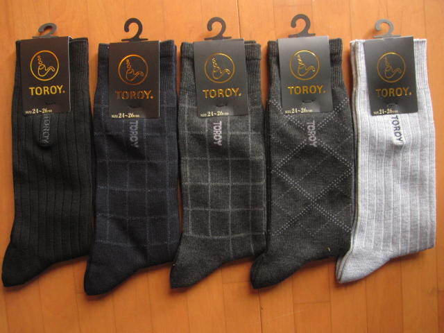*送料無料*新品*24-26㎝*TOROY*ソックス5足*①*ブラックネイビー濃グレー薄グレー*ビジネスソックス*トロイ*福助*拍卖