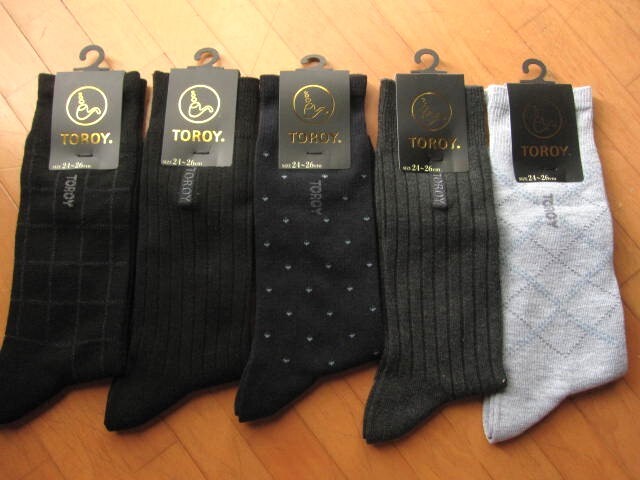 *送料無料*新品*24-26㎝*TOROY*ソックス5足*⑥*ブラックネイビー濃グレー薄グレー*ビジネスソックス*トロイ*福助*拍卖