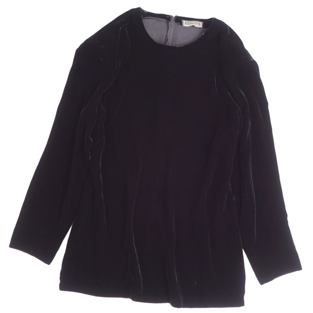 美品 ジャンニヴェルサーチ GIANNI VERSACE シャツ ブラウス ロングスリーブ ベロア 無地 トップス レディース 42 黒 cg09ed-rm04f06432拍卖