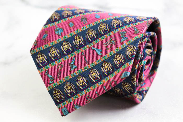 銀座田屋 オーバーテン ブランド ネクタイ 古代 ファラオ ストライプ柄 シルク 日本製 PO メンズ ピンク GINZA TAYA OVER-TEN拍卖