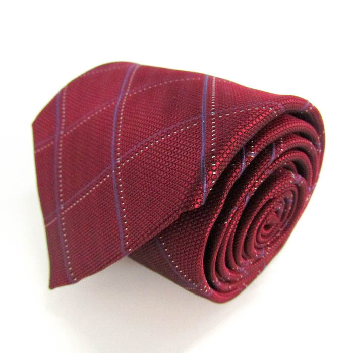 シンプルフレーズクラバット ブランド ネクタイ チェック柄 未使用タグ付 PO メンズ ワインレッド SIMPLE PHRASE CRAVAT拍卖