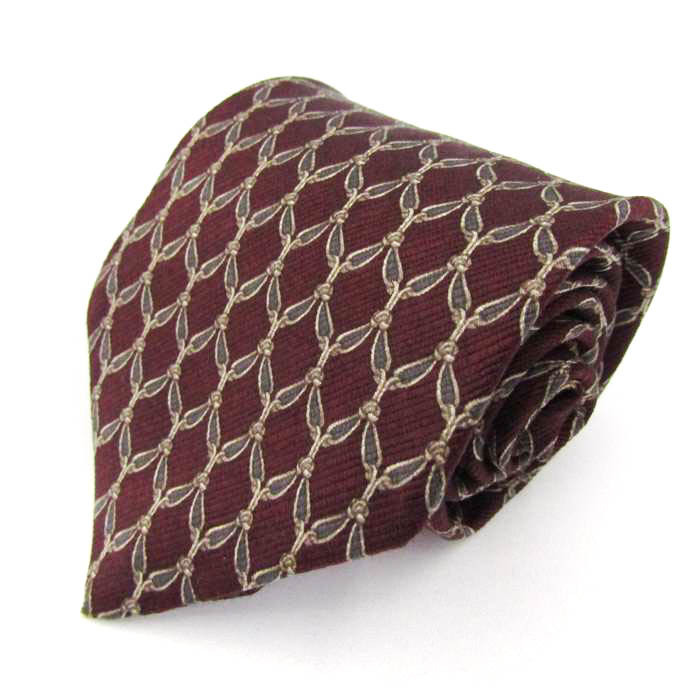 ニナリッチ ブランド ネクタイ チェック柄 格子柄 ドット シルク PO メンズ ブラウン NINA RICCI拍卖