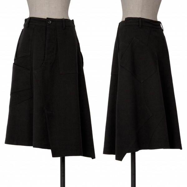 トリココムデギャルソンtricot COMME des GARCONS ウールパネルポケットデザインスカート 黒S 【レディース】拍卖