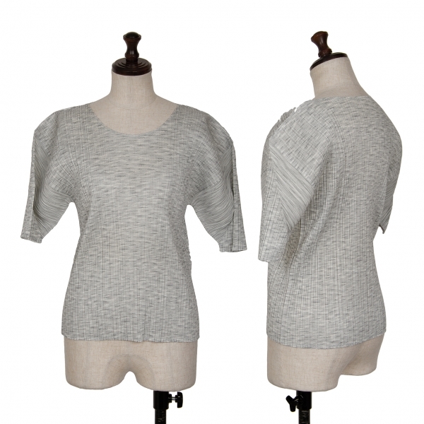 プリーツプリーズPLEATS PLEASE まだらプリントTシャツ ライトグレー3 【レディース】拍卖