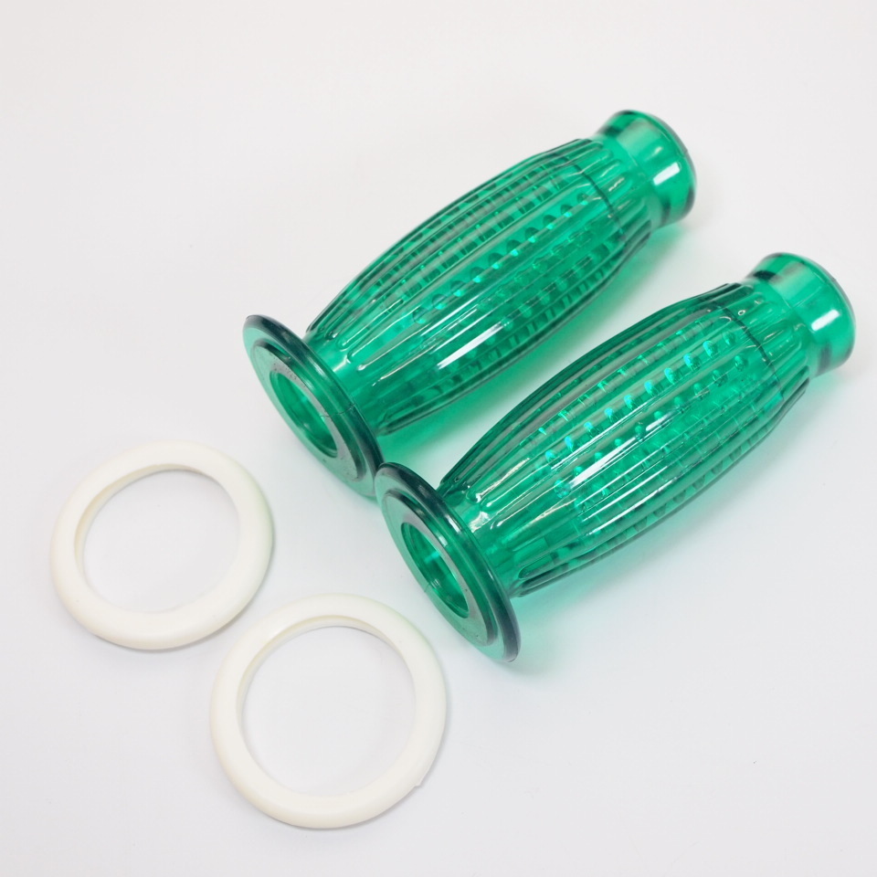 Pair of grips -BUBBLE Superflex 24mm green SuperFrexタイプ グリップ 透明緑 VESPA ベスパ 50s 100s ET3 Sprint Super GTR Rally 90ss拍卖