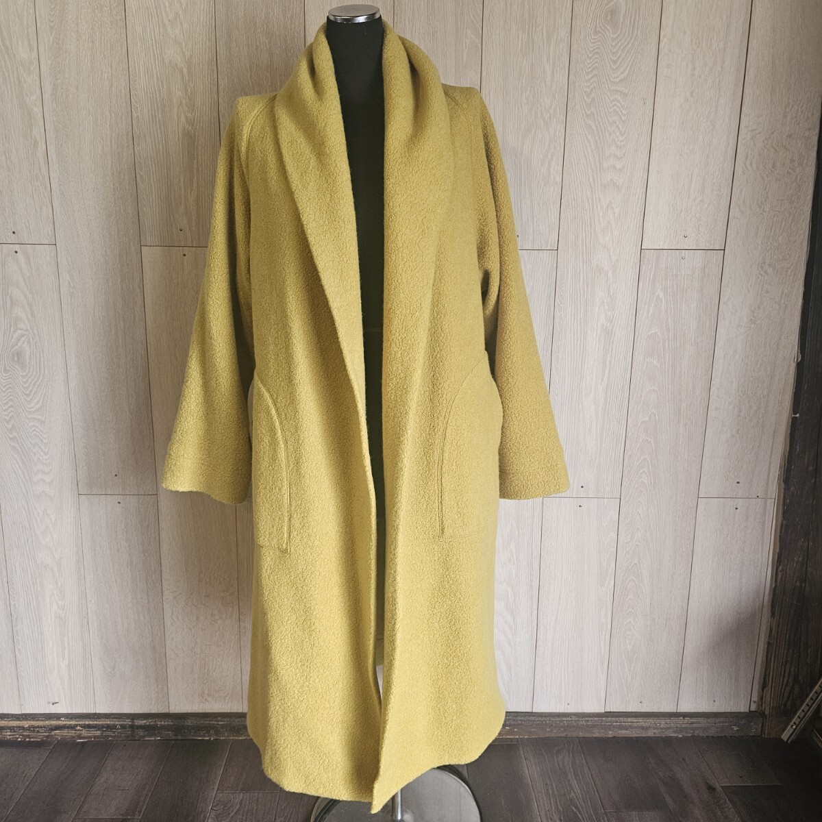 未使用タグ付き BOUNCY BOND バウンシーバンド★マスタードカラー ボアコート シンプル S~M 234-4022 ショップチャンネル拍卖