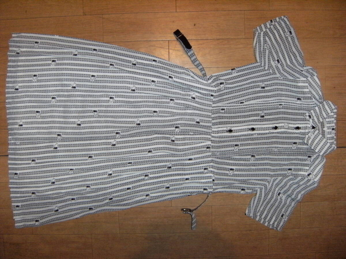 昭和レトロ★日本製★90年代★モータウン 犬 ネコ 腰ベルト付き ワンピース パーティー ドレス★お嬢様 水商売 パリジェンヌ ディスコ拍卖