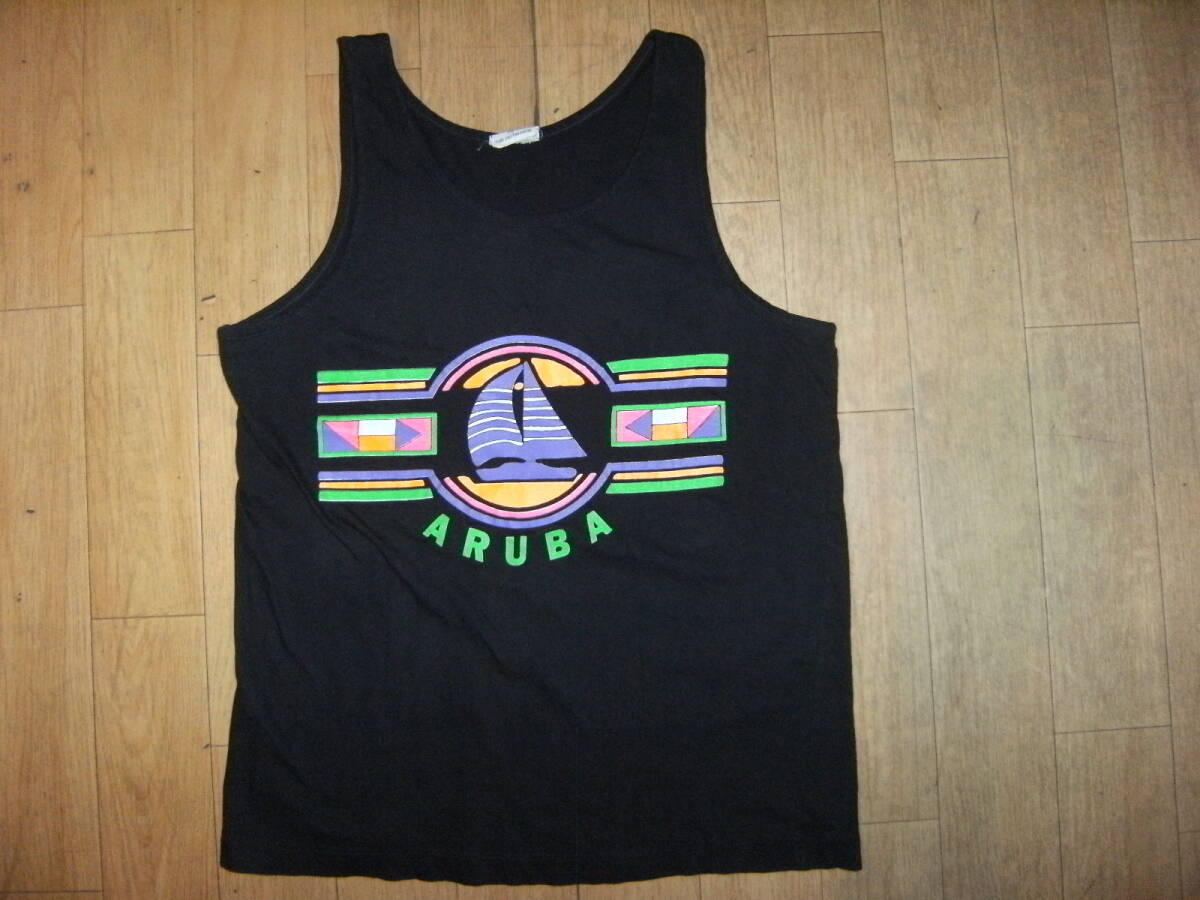 昭和レトロ★アメリカ製★80年代★HAWAII ハワイ ARUBA 南米 アルバ 船 ヨット タンクトップ★南国 セーリング ボート サーフィン拍卖