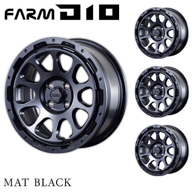 Motor Farm (モーターファーム) FARM D10 (ディ テン) ライズ/ロッキー用 16x6.5J 4H/100 +38 マットブラック 4本セット拍卖