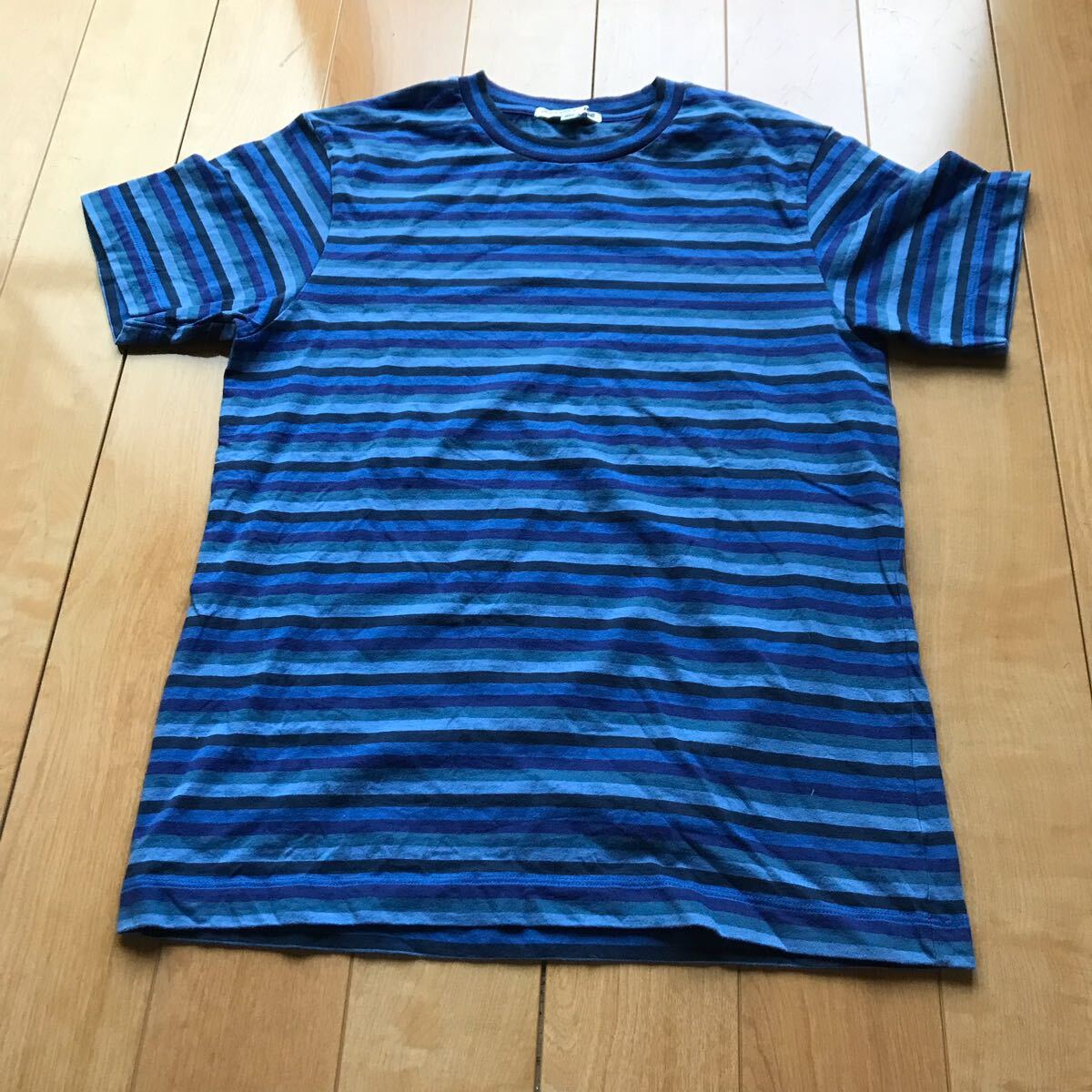 ユニクロ×JWアンダーソン ボーダーT 定価1500円+税 121-1-379 メンズ S ブルー拍卖