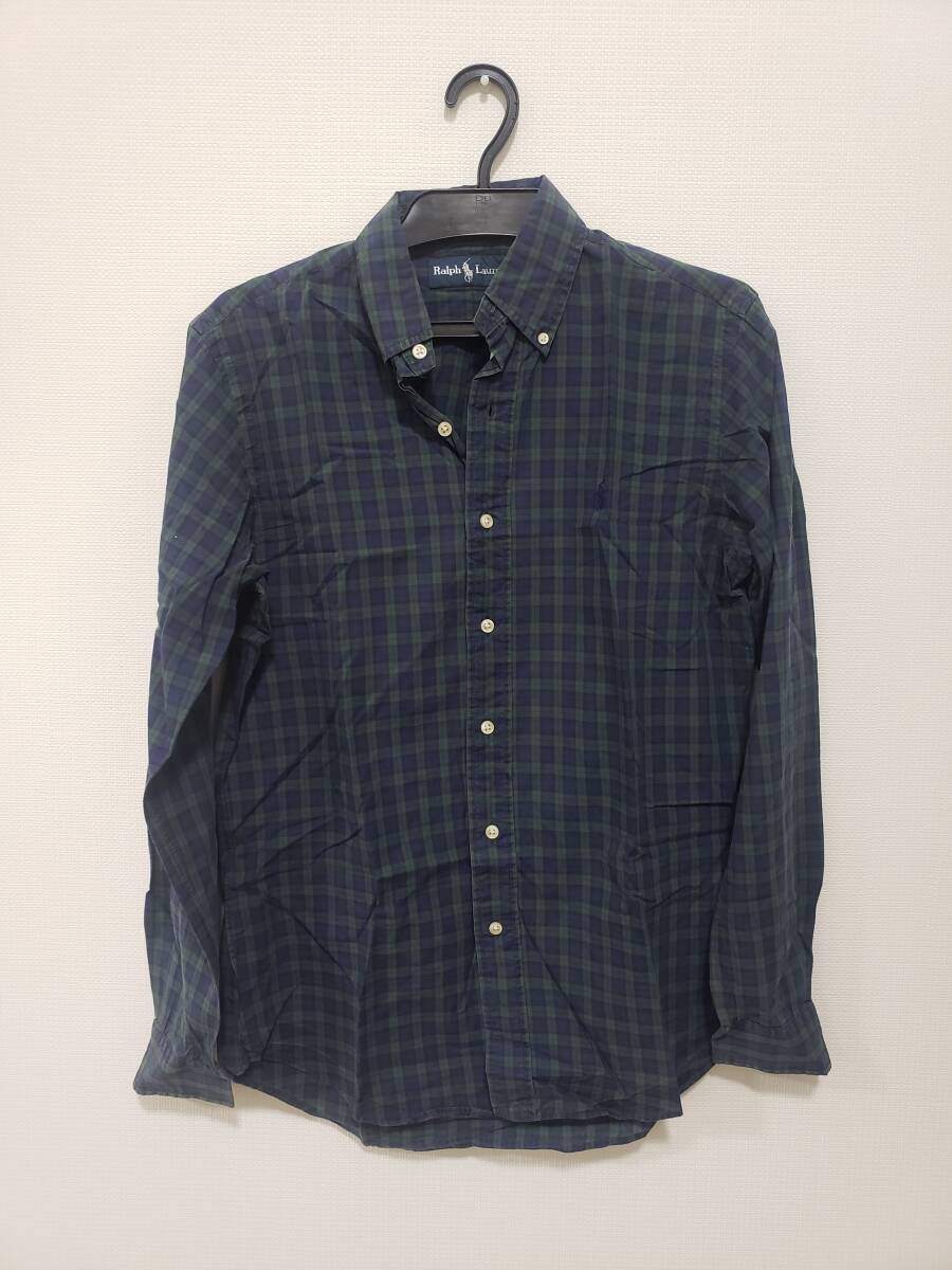 Polo RalphLauren ポロ ラルフローレン 長袖 シャツ USED S 緑青黒拍卖