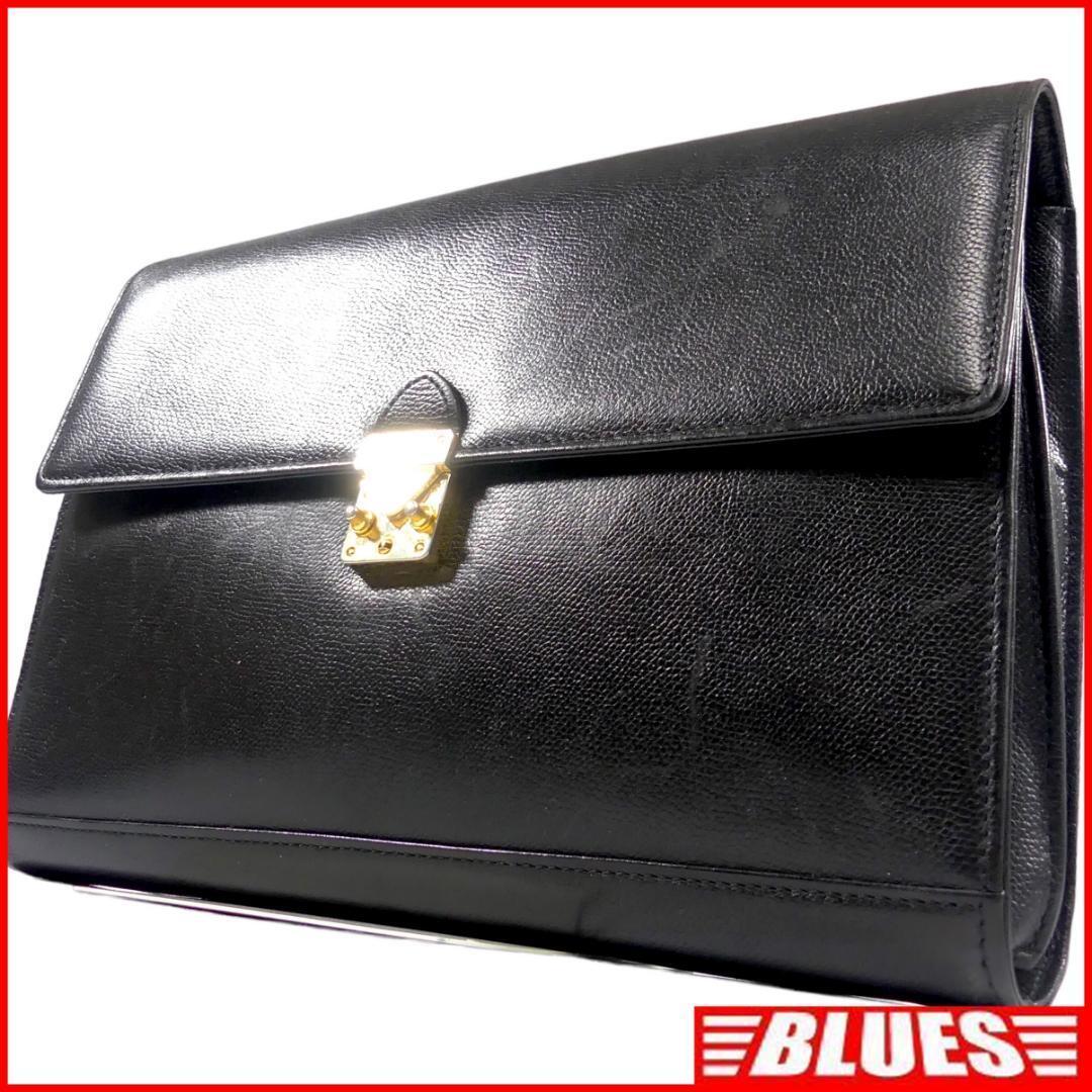 即決★YVES SAINT LAURENT★オールレザーセカンドバッグ イヴサンローラン メンズ 黒 本革 ビジネスバッグ 本皮 クラッチバッグ 通勤拍卖