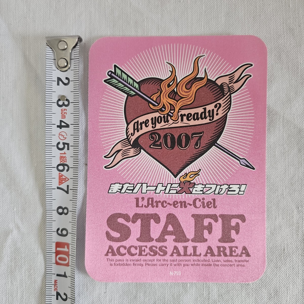 L'Arc~en~Ciel LIVE スタッフパス ACCESS ALL AREA 2007年 ラルク Are you ready? 2007 またハートに火をつけろ! ラルクアンシエル拍卖