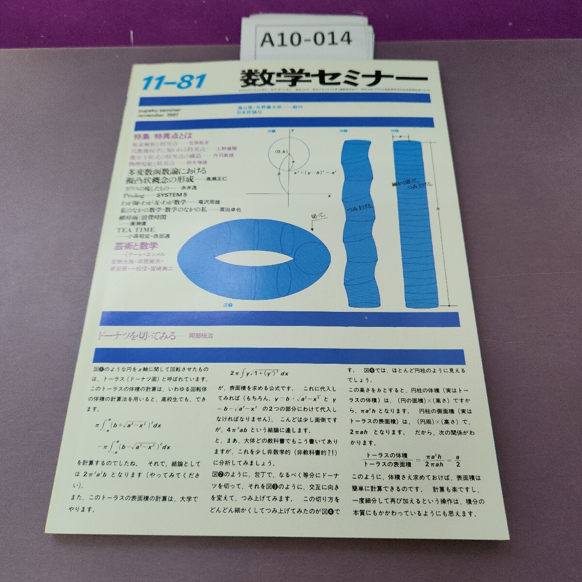 A10-014 数学セミナー 1981 特集 特異点とは拍卖