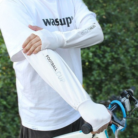 UVカット腕カバー 白 伸縮性 速乾 冷感 夏 日焼け止め 無地 アームカバー free29拍卖