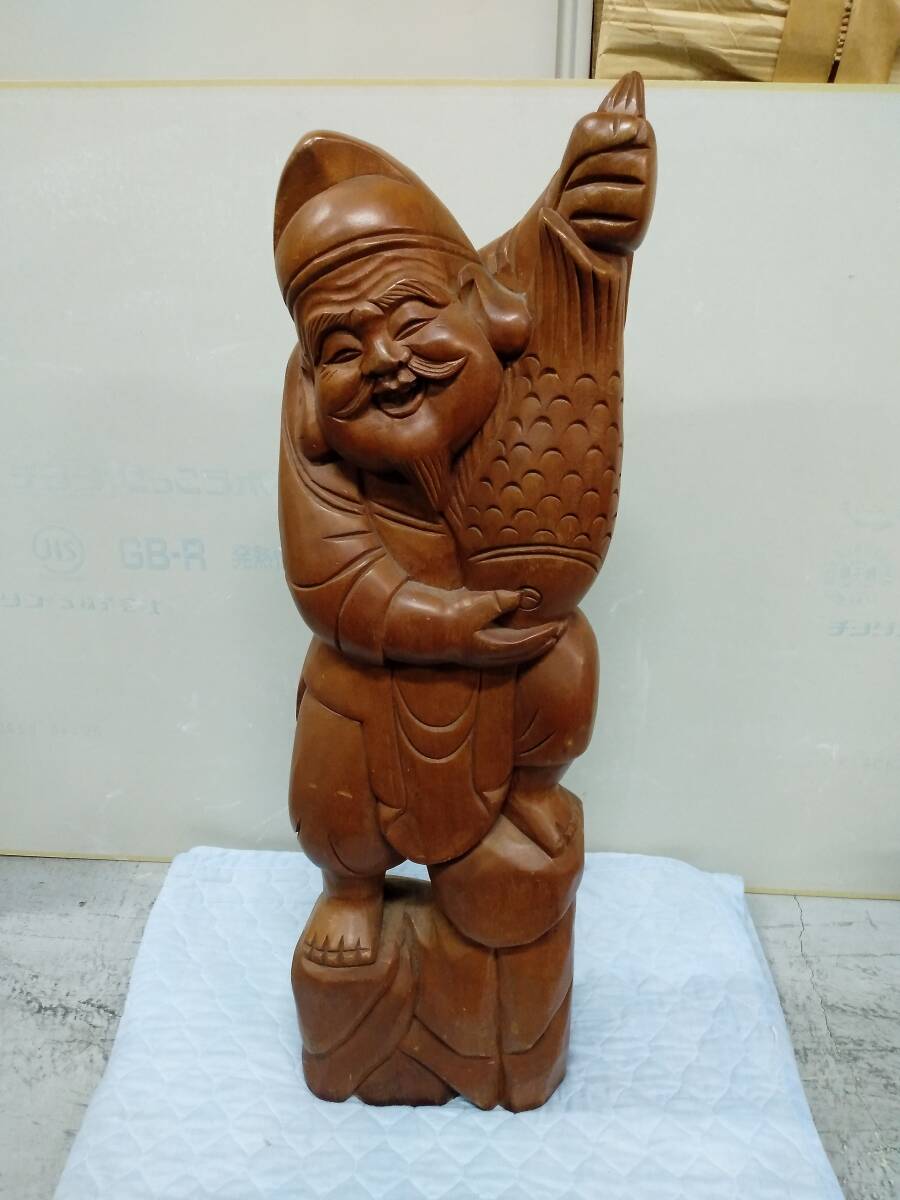 0714-0011 中古★恵比寿天 えびすさん えびす様 えべっさん 木像 掘り出し 縁起物 縁起 飾り 床の間 インテリア拍卖