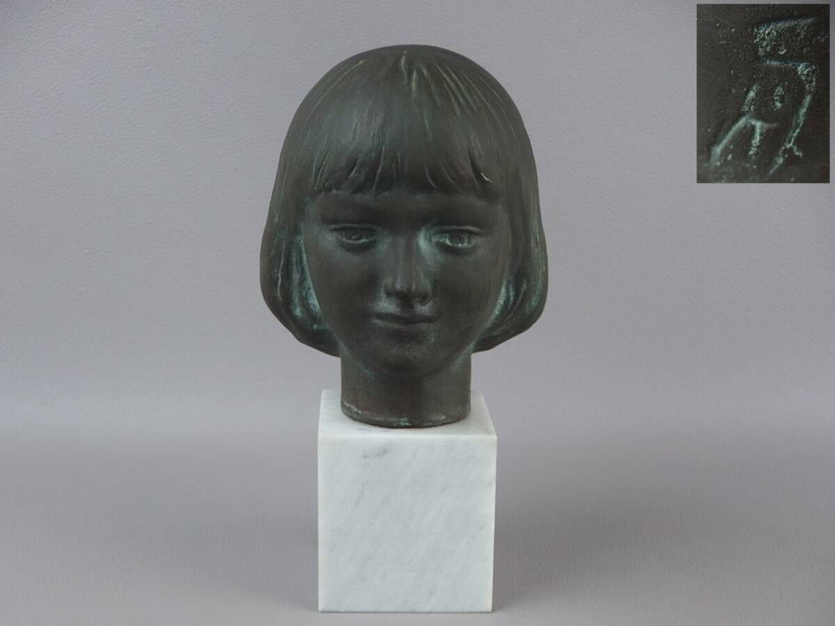 【骨董・彫刻】★舟越保武★★銅ブロンズ美人像 「アンナ」 大理石台 fo017z.8拍卖
