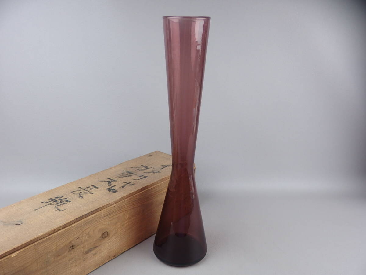 【骨董・茶道具】★イタリヤ ガラス★★長瓶 fo008tb.8 紫硝子 花瓶 花生 花入 花道 華道拍卖