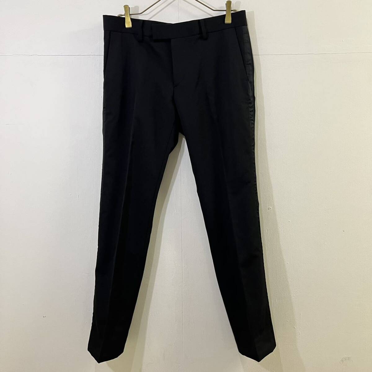 NUMBER (N)INE Takahiro Miyashita スラックスパンツ サイドライン センタープレス ブラック ナンバーナイン【レターパックプラス郵送可】O拍卖